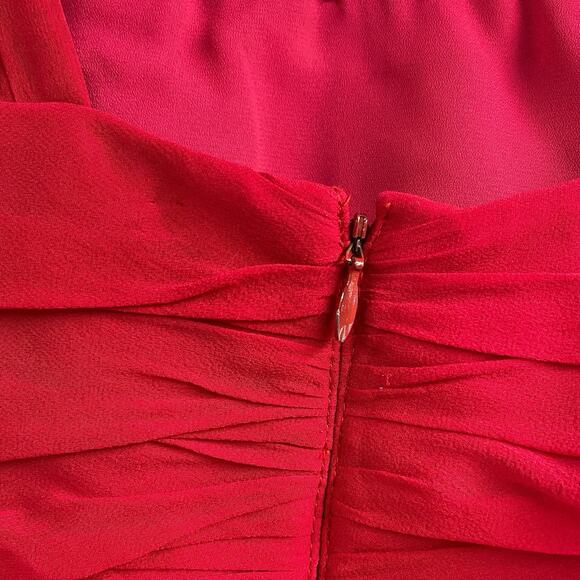 Andrea Polizzi For Rex Lester Red Silk Dress Size 8 Sleeveless USA Vintage - Picture 7 of 10